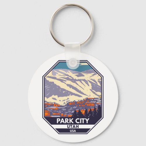 Park City Utah Winter Area Emblem   Keychain