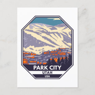 Park City Utah Winter Area Emblem   Postcard