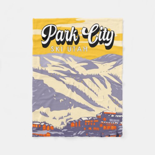 Park City Utah Winter Area Vintage Fleece Blanket