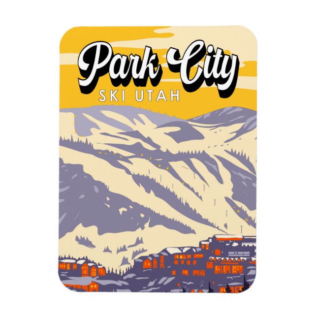 Park City Utah Winter Area Vintage Magnet (Vertical)