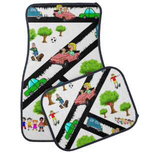 Park Dog Trees Cars Floor Car Mats