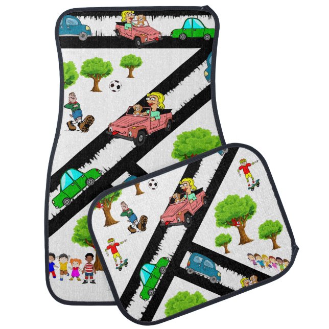 Park Dog Trees Cars Floor Car Mats (Set)