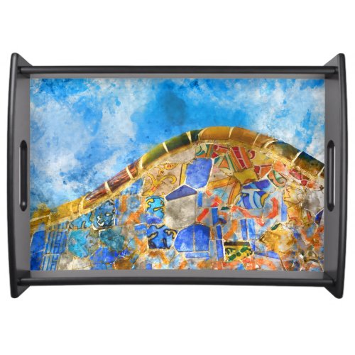 Park Guell in Barcelona Spain Serving Tray