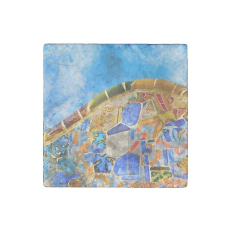 Park Guell In Barcelona Spain Stone Magnet