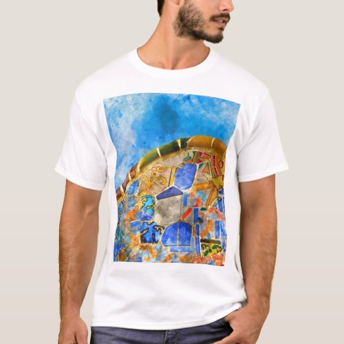 Park Guell in Barcelona Spain T_Shirt