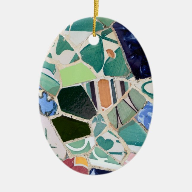 Park Guell mosaics oval Ornament (Front)