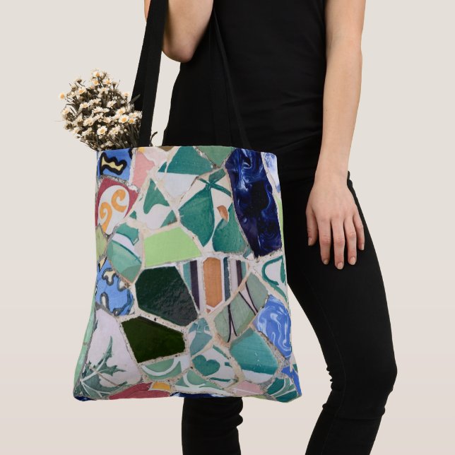Park Guell mosaics Tote Bag (Close Up)