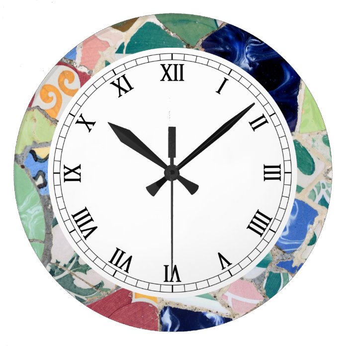 Park Guell mosaics Wall Clock
