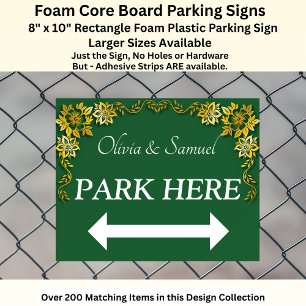 Park Here - Parking Arrow - Emerald Green & Gold Foam Board
