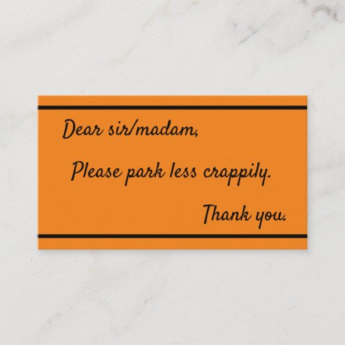 Park less crappily business card
