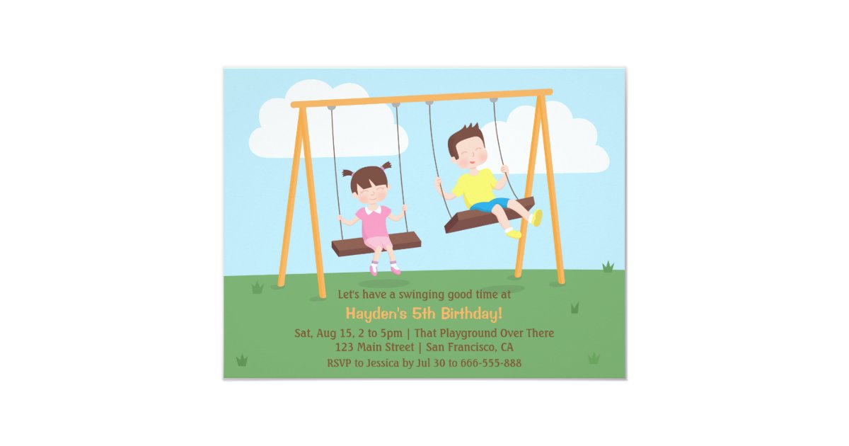 Park Playground Kids Birthday Party Invitations Zazzle Park Playground Kids Birthday Party