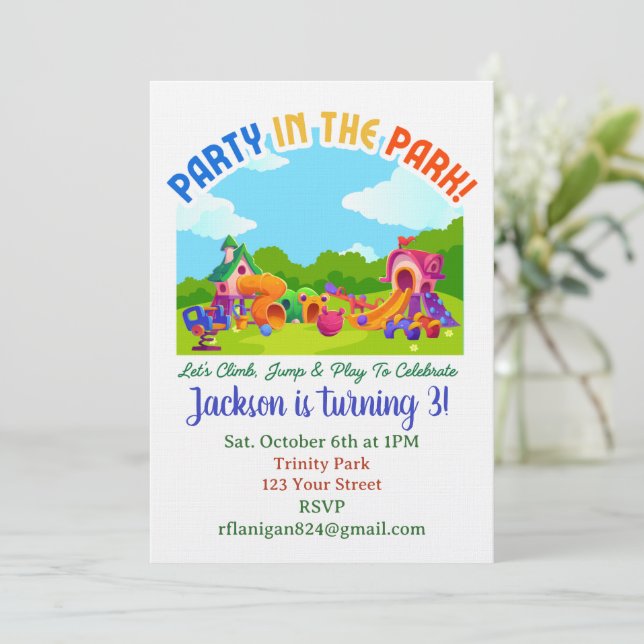 Park Playground Outdoor Picnic Birthday Invitation (Standing Front)