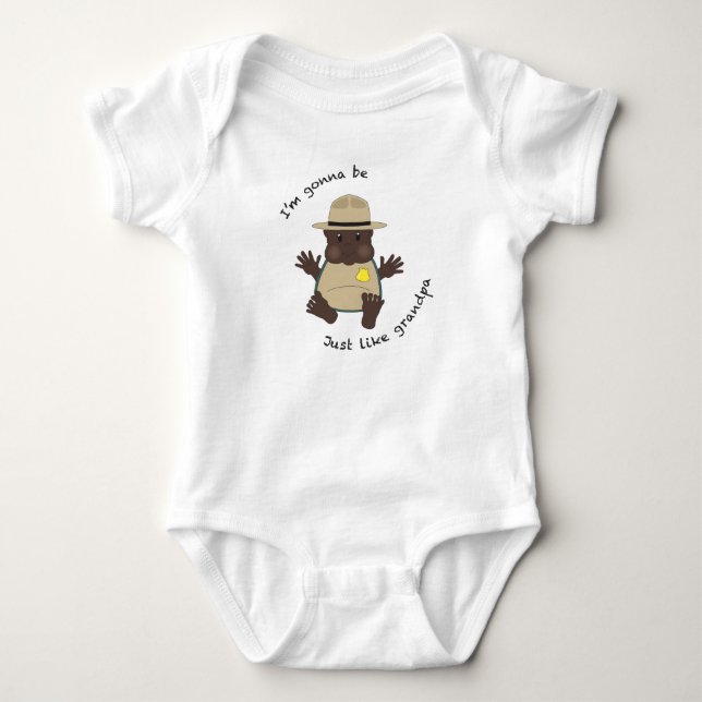 Park ranger grandpa baby bodysuit (Front)