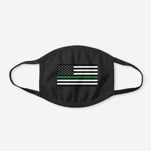 Park Ranger Thin Green Line American Flag Black Cotton Face Mask