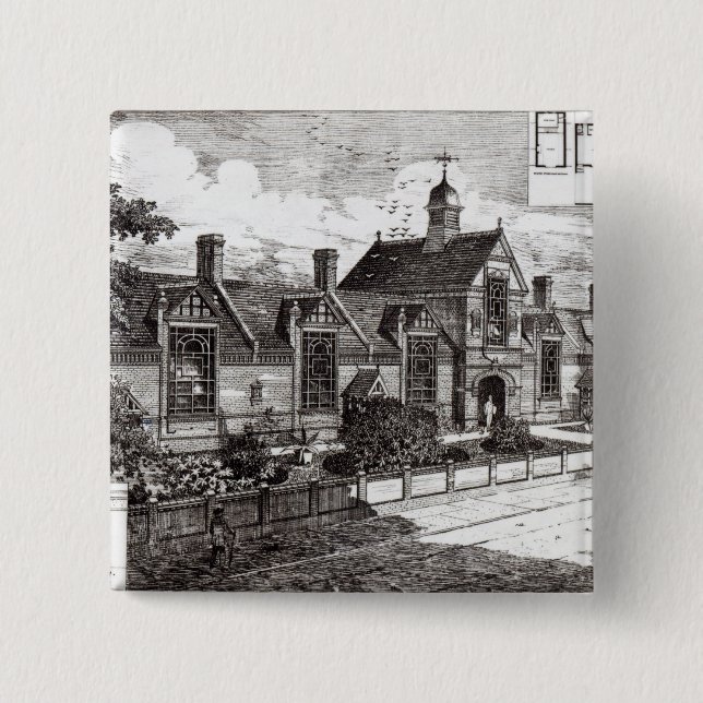 Park Road, Hampstead, from 'The Building News' Button (Front)