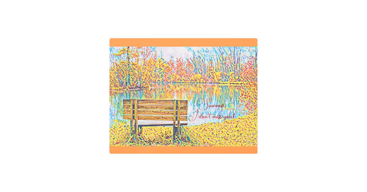 Park Scenery Garden Bench Fall Colors Autumn Leaf Metal Print | Zazzle