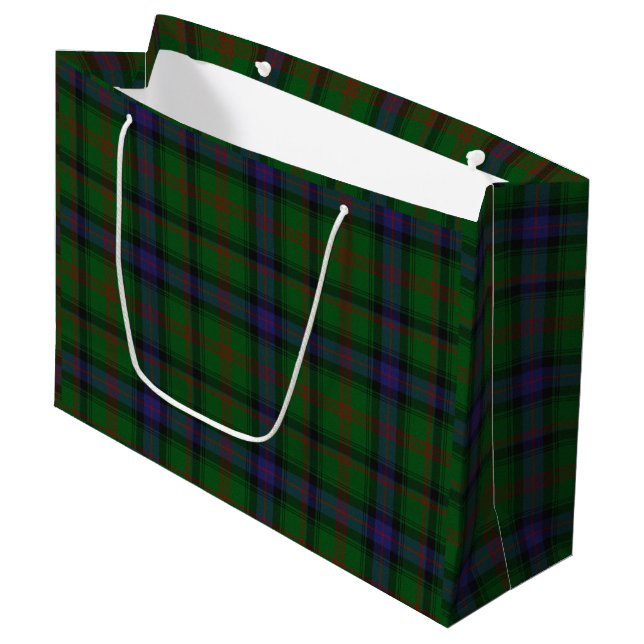 Park tartan green blue plaid large gift bag (Front Angled)