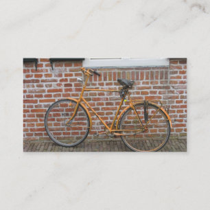 Parked Bicycle and a Brick Wall Small Photo Card