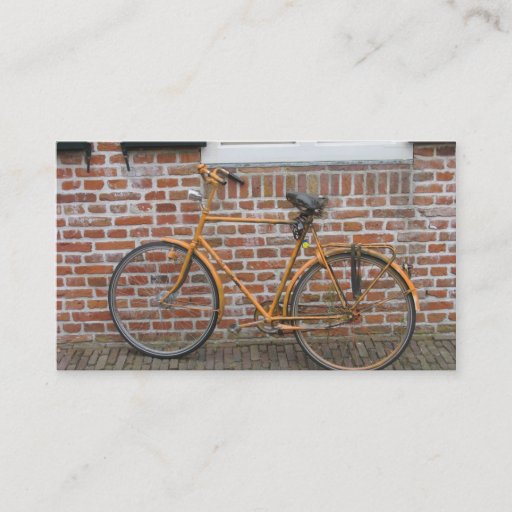 Customizable Parked Bicycle and a Brick Wall Small Photo Card Business Card