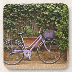 Parked bicycle, Pienza, Italy, Tuscany Beverage Coaster
