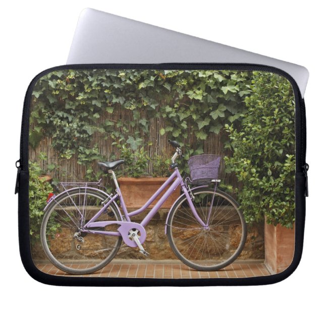 Parked bicycle, Pienza, Italy, Tuscany Laptop Sleeve (Front)