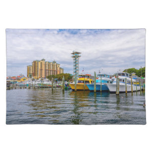 Parked Boats Destin Florida Harbor Cloth Placemat