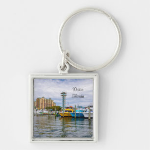 Parked Boats Destin Florida Harbor Keychain