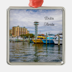 Parked Boats Destin Florida Harbor Ornament