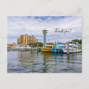 Parked Boats Destin Florida Harbor Thank You Postcard