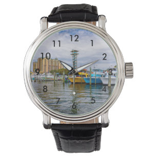 Parked Boats Destin Florida Harbor Wrist Watch