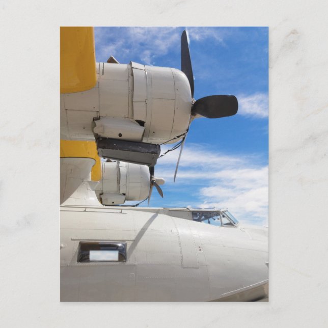 Parked PBY Props And A Blue Sky Postcard (Front)