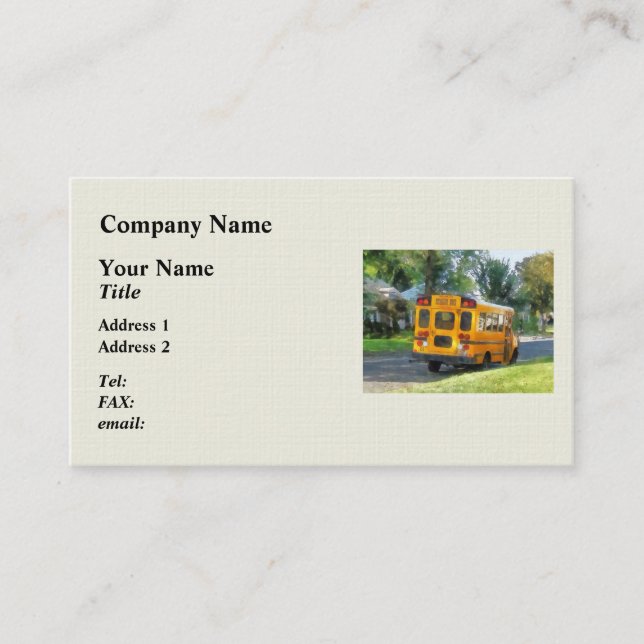 Parked School Bus Business Card (Front)