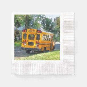 Parked School Bus Paper Napkins