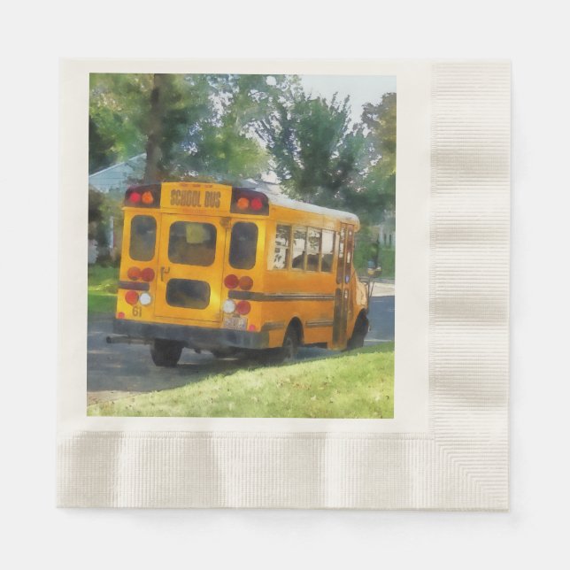 Parked School Bus Paper Napkins (Front)