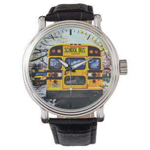 Parked School Buses in Spring Watch