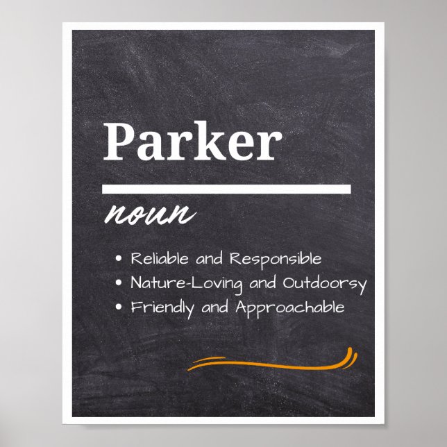 Parker, Boy Personalized Name Definition  Poster (Front)