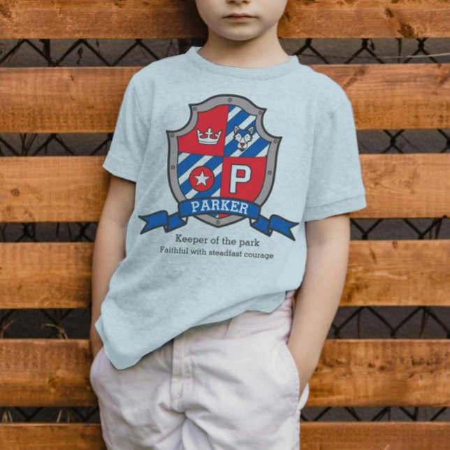 Parker boys name & meaning crest blue red dog toddler t-shirt (Creator Uploaded)
