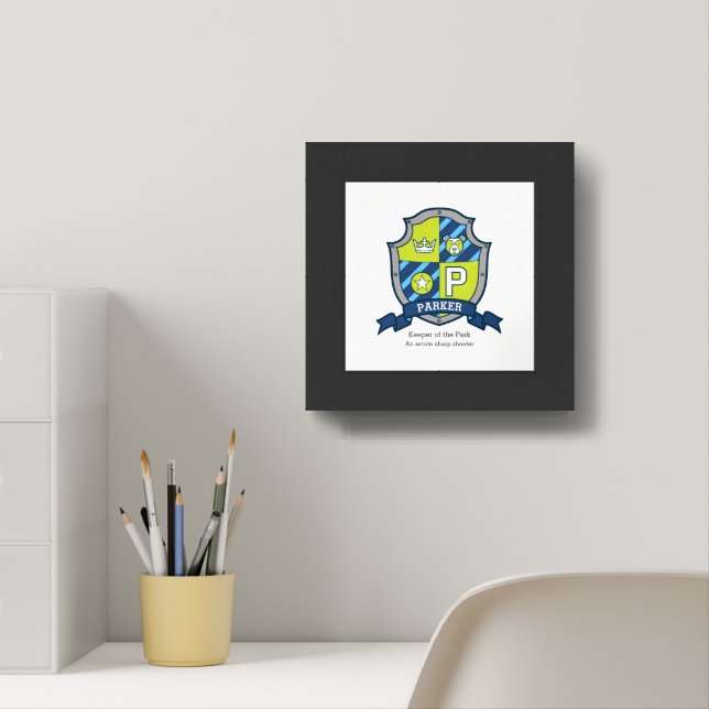 Parker boys name meaning heraldry shield poster (Home Office)