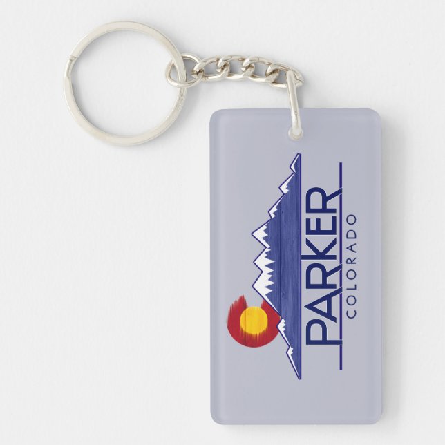 Parker Colorado wood mountains keychain (Front)