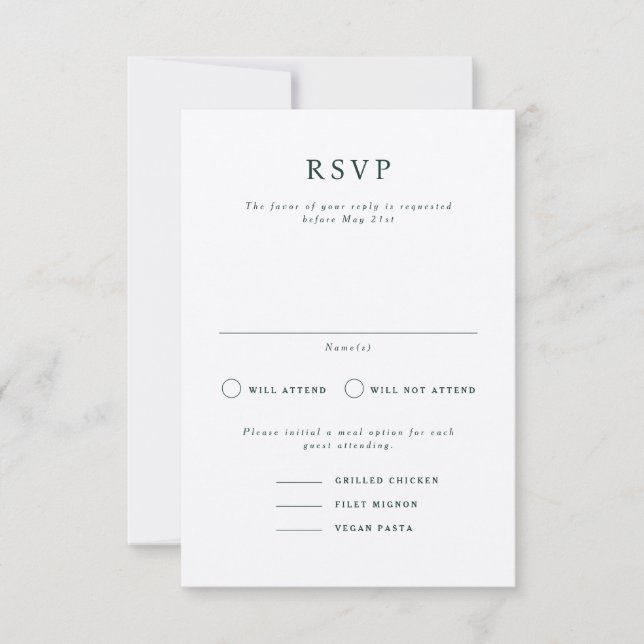 Parker Formal Portrait Wedding RSVP Card (Front)