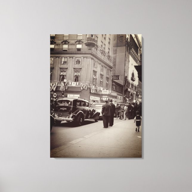 Parker House Hotel Boston 1930's Street Scene Car Canvas Print (Front)