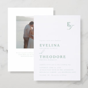 Parker Letterpress Sage Green Wedding Invitation