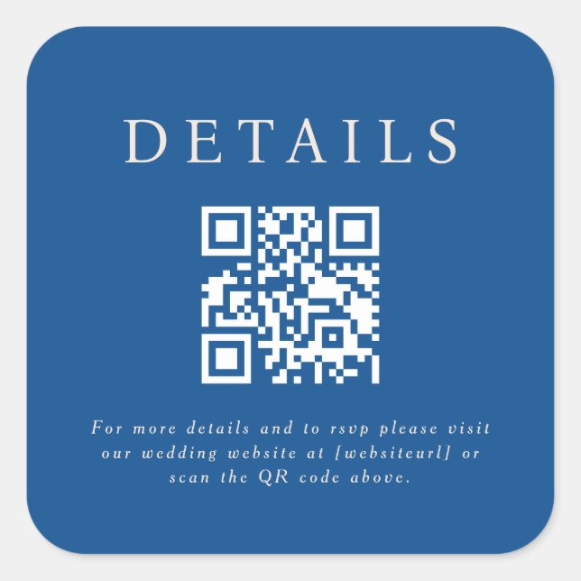 Parker Wedding QR Code Square Sticker (Front)