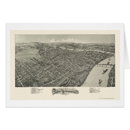 Parkersburg, WV Panoramic Map - 1899 Cards (Front Horizontal)
