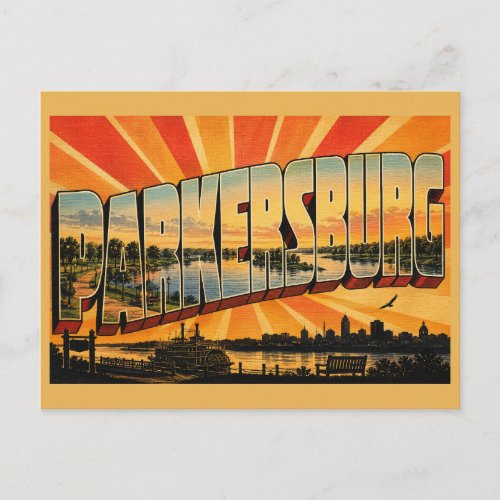 Parkersburg WV Riverfront Rivers Park Art Postcard