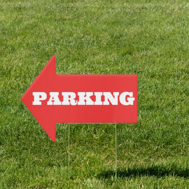PARKING Arrow Shaped Lawn Sign (Insitu)