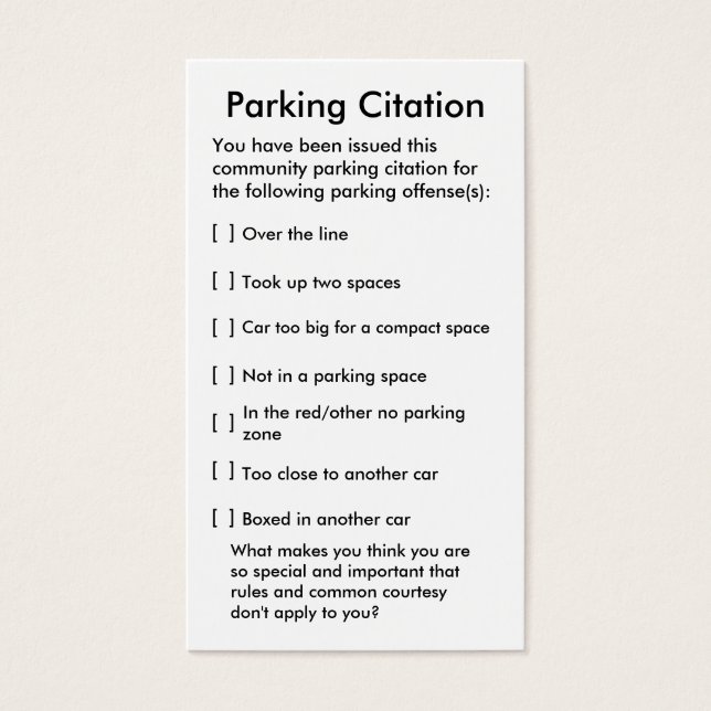 Parking Citation (Front)