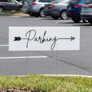Parking direction sign, party sign