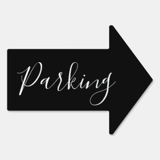 Parking Directional Black White Elegant Modern Sign