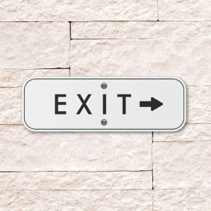 Parking Exit Arrow Modern Black White Outdoor Metal Sign